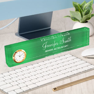 Faux Bright Green Foil with Job Title Nameplate