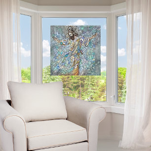 Faux Broken Glass Jesus Window Cling