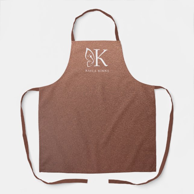 Faux Bronze Personalized Butterfly Wing Monogram Apron (Front)