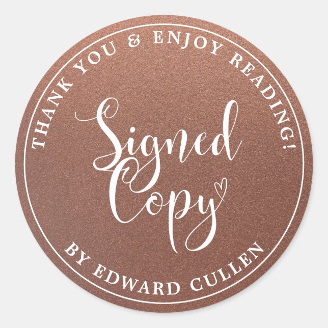 Faux Bronze Personalized Handwriting Signed Copy Classic Round Sticker (Front)