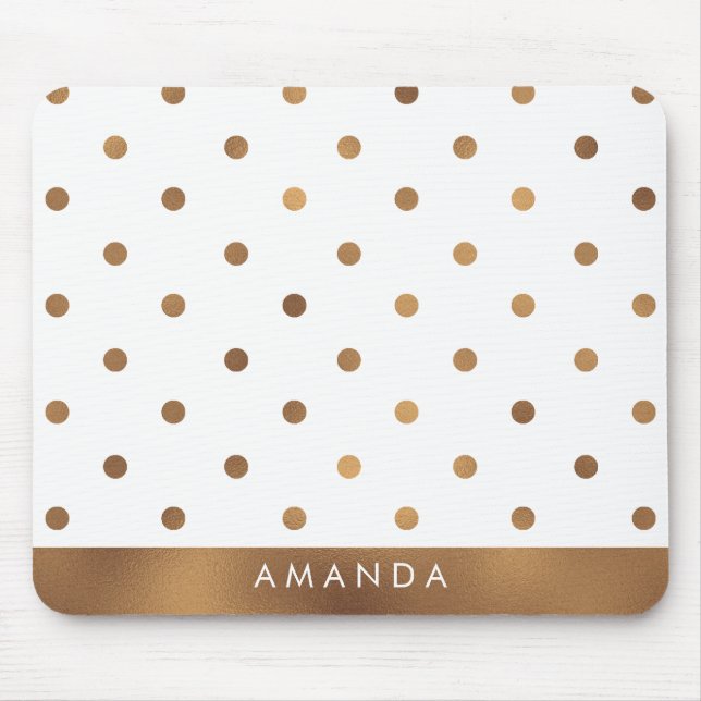 Faux BRONZE POLKA DOTS PERSONALIZE ADD YOUR NAME Mouse Pad (Front)