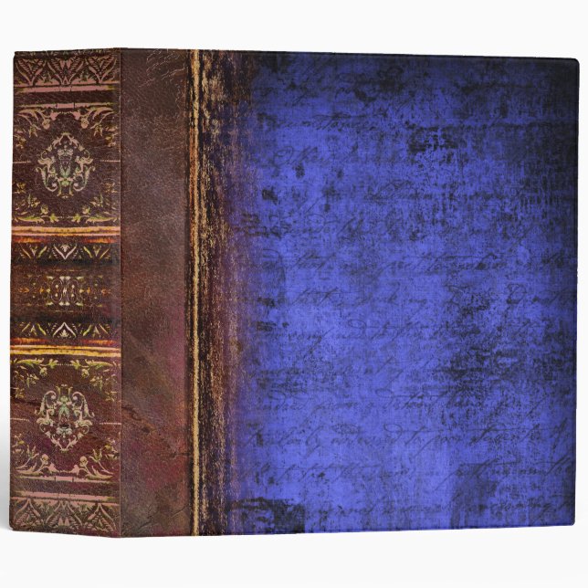 Faux Brown and Blue Leather Ancient Tome Binder (Front/Spine)