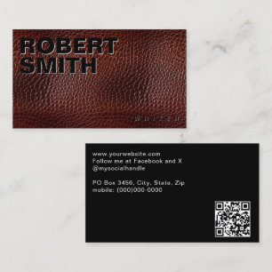 Faux Brown Leather Alligator Skin Business Card