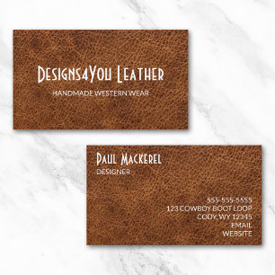 Faux Brown Leather Business Card