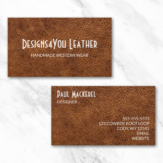 Faux Brown Leather Business Card