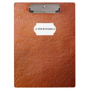 Faux brown leather clipboard