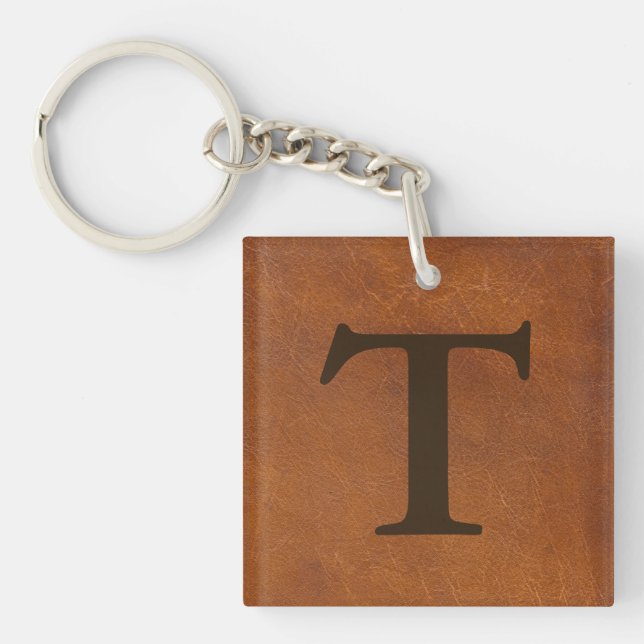 Faux Brown Leather Texture Keychain (Front)