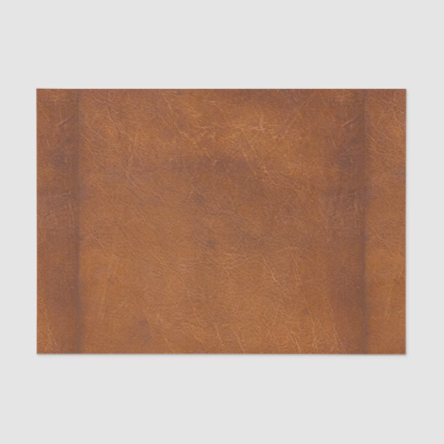 Faux Brown Leather Texture Tissue Paper (Front)