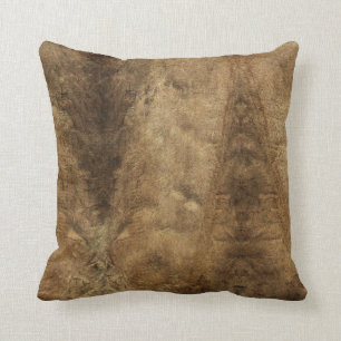 Faux Brown Leather Throw Pillow
