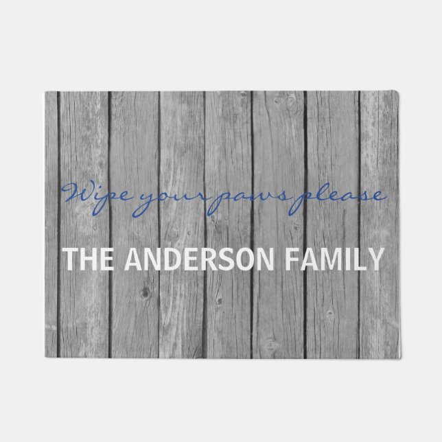 Faux Brown Wood Wipe Your Paws Door Mat (Front)