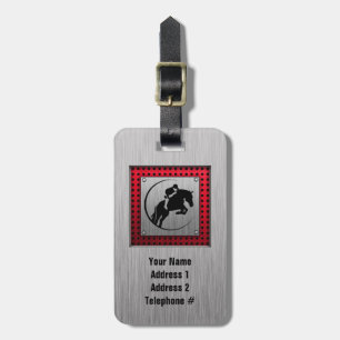 Faux Brushed Aluminum Equestrian. Luggage Tag