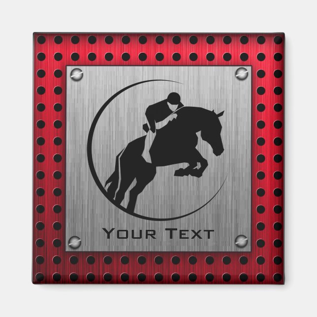 Faux Brushed Aluminum Equestrian. Magnet (Front)