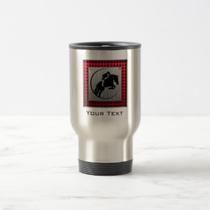 Faux Brushed Aluminum Equestrian. Travel Mug