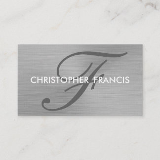 Faux brushed aluminum monogram business cards