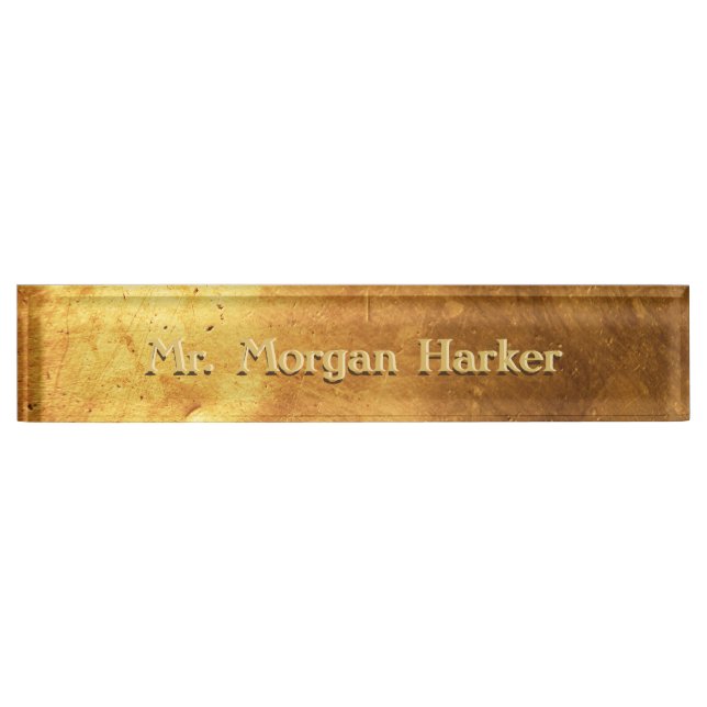 Faux Brushed Gold Engraved Nameplate (Front)