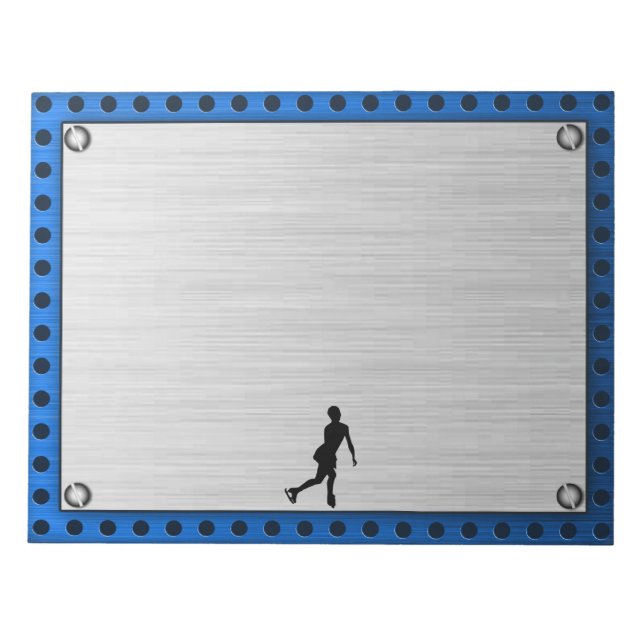 Faux Brushed Metal; Figure Skating Notepad (Front)