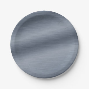 Faux Brushed Steel Elegant Background Paper Plate