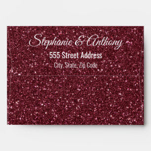 Faux Burgundy Glitter Wedding Envelope