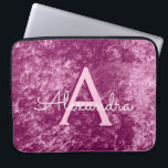 Faux Burgundy Purple Velvet Pattern Monogram Laptop Sleeve<br><div class="desc">Faux Burgundy Purple Velvet Pattern Monogram Laptop Case. This case can be customized to include your initial and first name. If you would like matching items then please contact the designer.</div>
