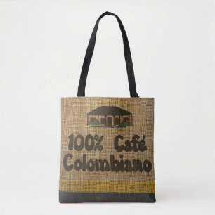 FAUX BURLAP COLUMBIAN COFFEE BAG PURSE TOTE