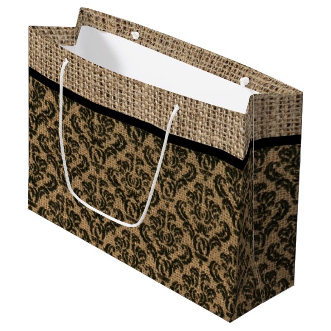 Faux Burlap Design Gift Bag (Front Angled)