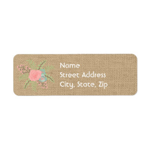 Faux burlap floral address label
