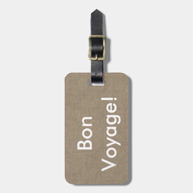 Faux Burlap Luggage Tag (Front Vertical)
