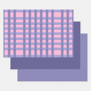 Faux Burlap Plaid  design- Blue Pink set Wrapping Paper Sheet