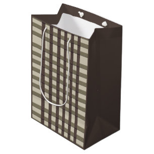 Faux Burlap Plaid design- Country Taupe set Medium Gift Bag