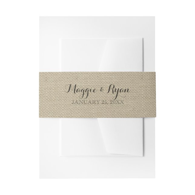 Faux Burlap Rustic Country Invitation Wrap Invitation Belly Band (Front Example)