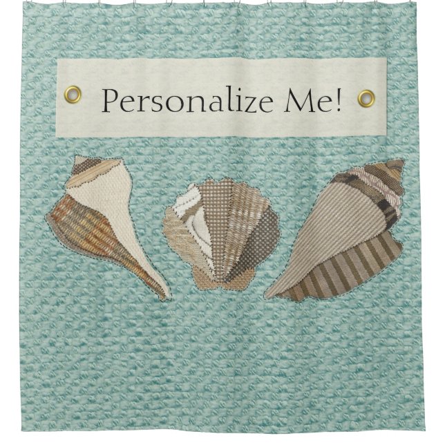 Faux Canvas Fabric Personalized Seashell Applique (Front)