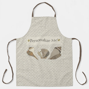 Faux Canvas Fabric Personalized Seashell Applique Apron