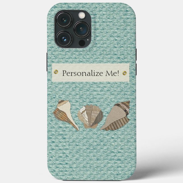 Faux Canvas Fabric Personalized Seashell Applique Case-Mate iPhone Case (Back)