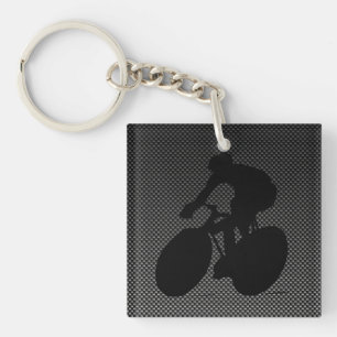 Faux Carbon Fibre Cycling Keychain