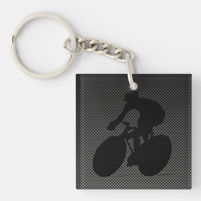 Faux Carbon Fibre Cycling Keychain (Front)