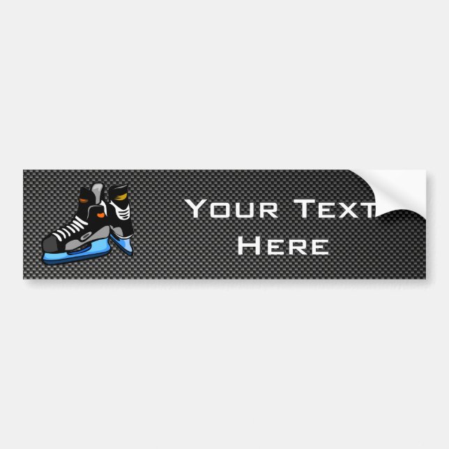 Faux Carbon Fibre Hockey Skates Bumper Sticker (Front)