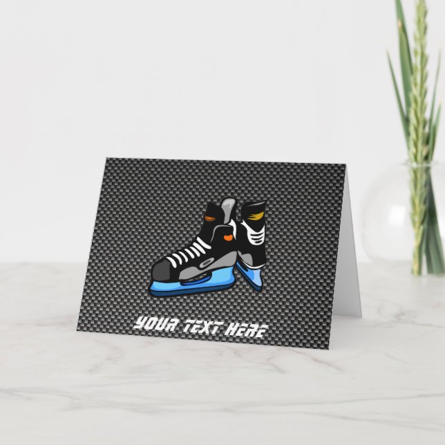Faux Carbon Fibre Hockey Skates Card (Front)