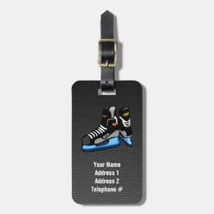 Faux Carbon Fibre Hockey Skates Luggage Tag