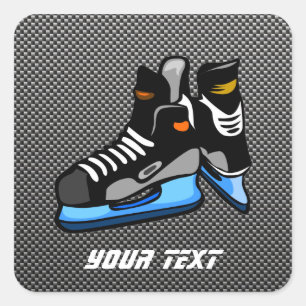 Faux Carbon Fibre Hockey Skates Square Sticker