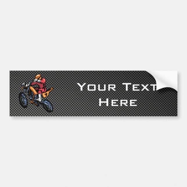 Faux Carbon Fibre Motocross Bumper Sticker (Front)