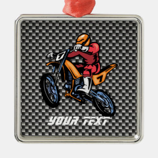 Faux Carbon Fibre Motocross Metal Ornament