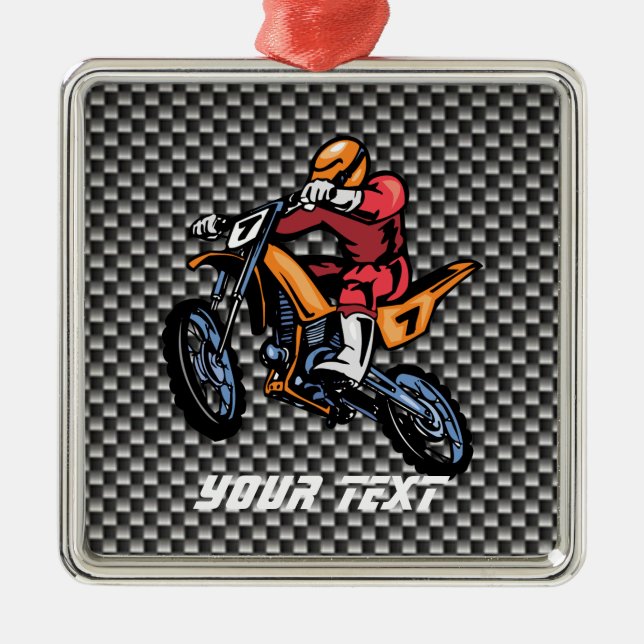 Faux Carbon Fibre Motocross Metal Ornament (Front)