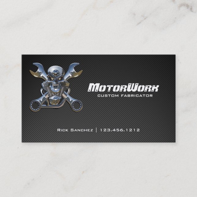 Faux Carbon Fibre Motorcycle Business Card (Front)