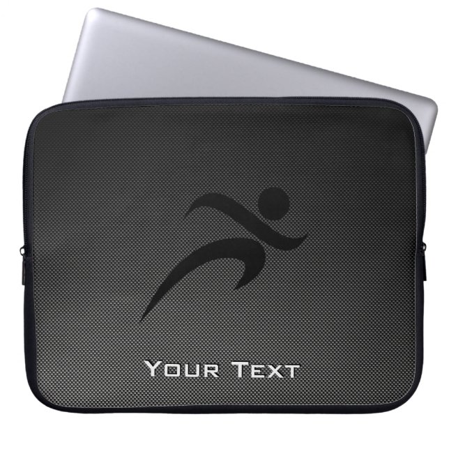 Faux Carbon Fibre; Running Laptop Sleeve (Front)