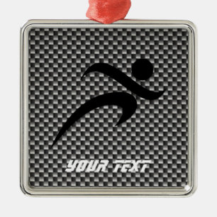 Faux Carbon Fibre; Running Metal Ornament