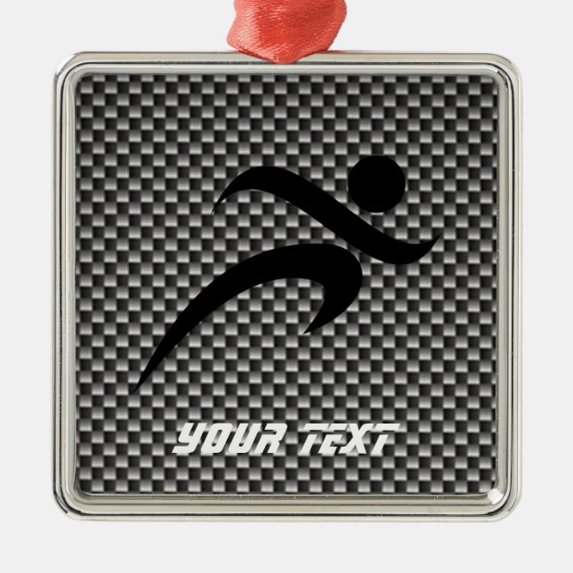 Faux Carbon Fibre; Running Metal Ornament (Front)