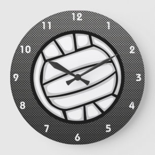 Faux Carbon Fibre Volleyball Large Clock