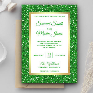 Faux carton doré Faire-part de mariage avec paille