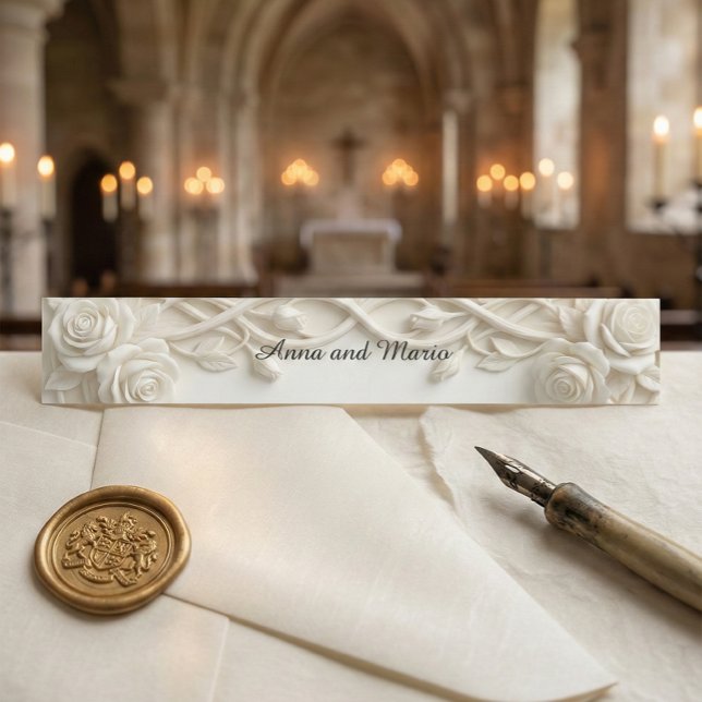 Faux Carved Plaster Relief Ivory Floral Invitation Belly Band (Creator Uploaded)