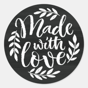 Faux Chalkboard Lettering Made With Love Classic Round Sticker